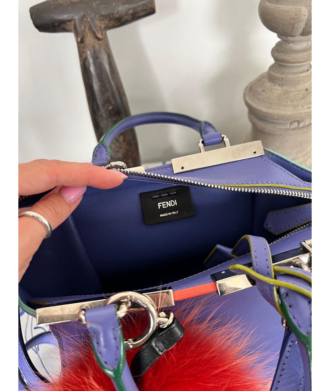 FENDI Фиолетовая кожаная сумка тоут, фото 8