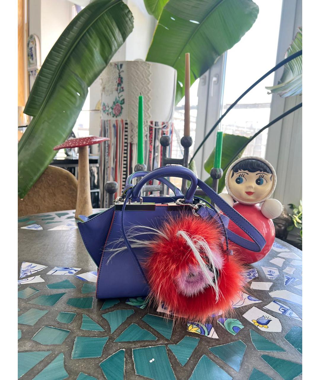 FENDI Фиолетовая кожаная сумка тоут, фото 5