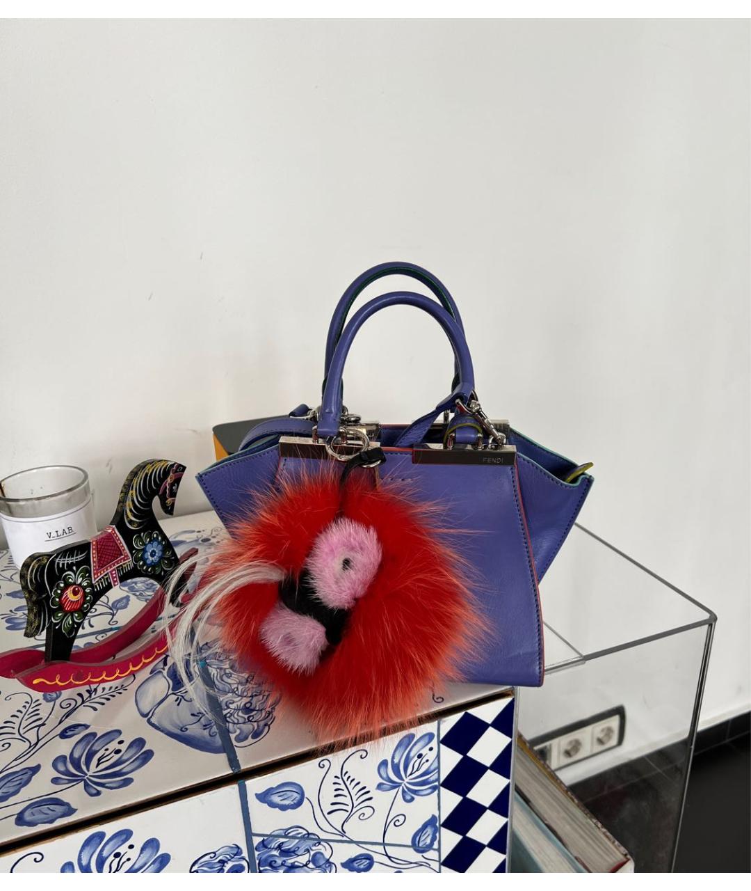 FENDI Фиолетовая кожаная сумка тоут, фото 7