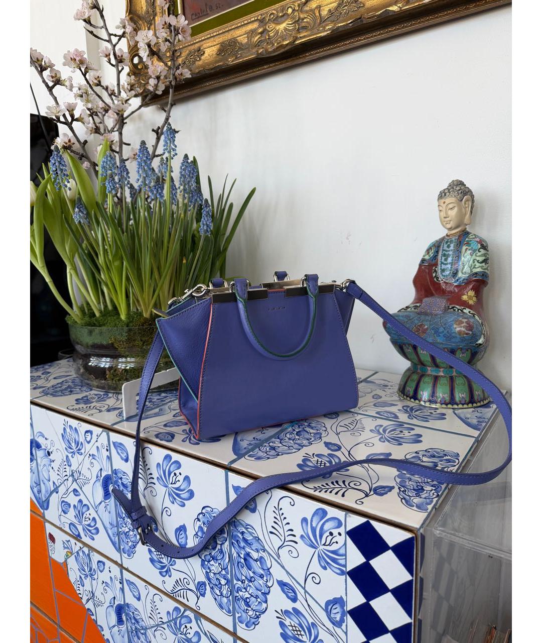 FENDI Фиолетовая кожаная сумка тоут, фото 3