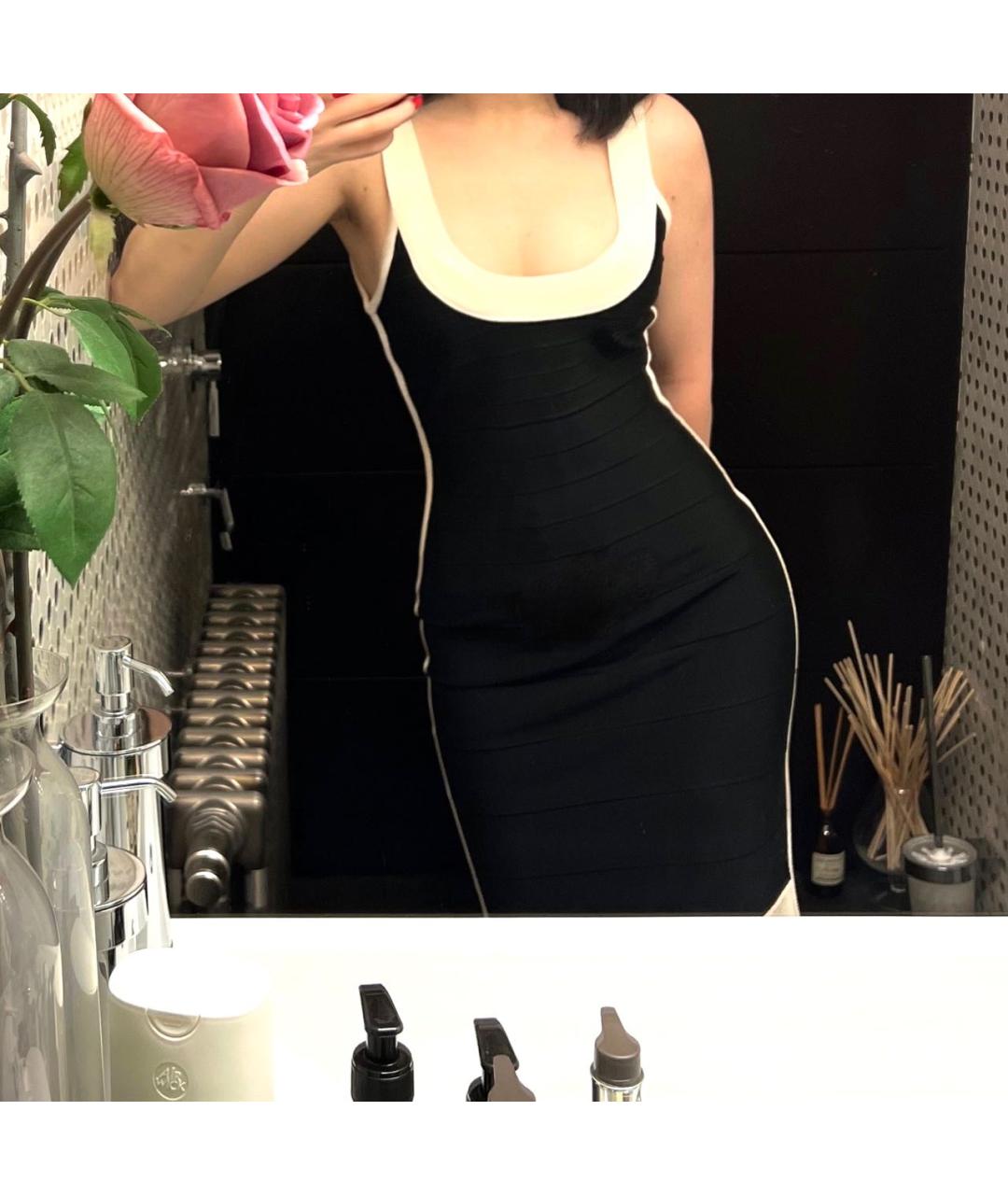 HERVE LEGER Черное вискозное повседневное платье, фото 5