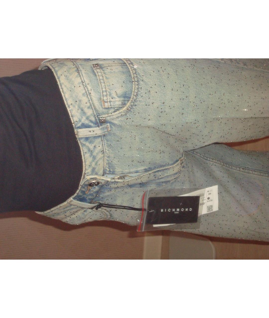 JOHN RICHMOND Голубые хлопковые прямые джинсы, фото 5