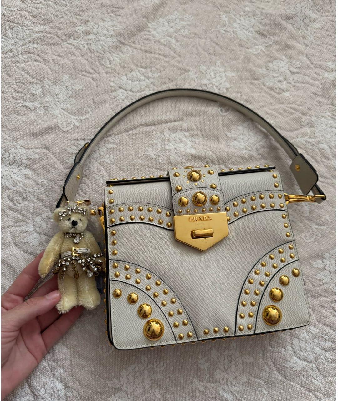 PRADA Бежевая кожаная сумка через плечо, фото 3