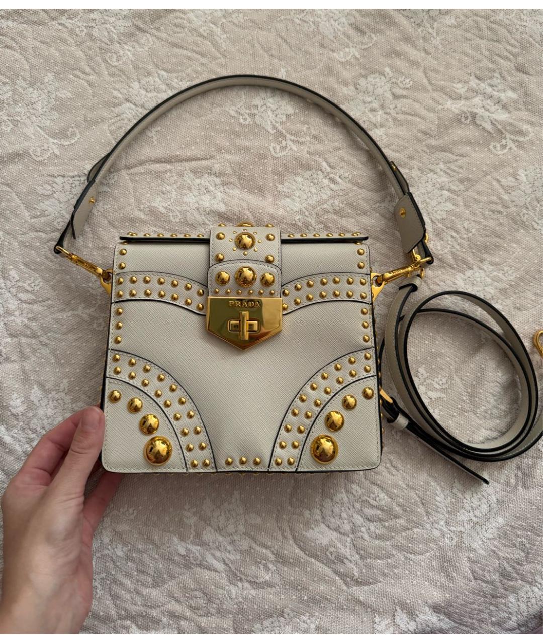 PRADA Бежевая кожаная сумка через плечо, фото 2