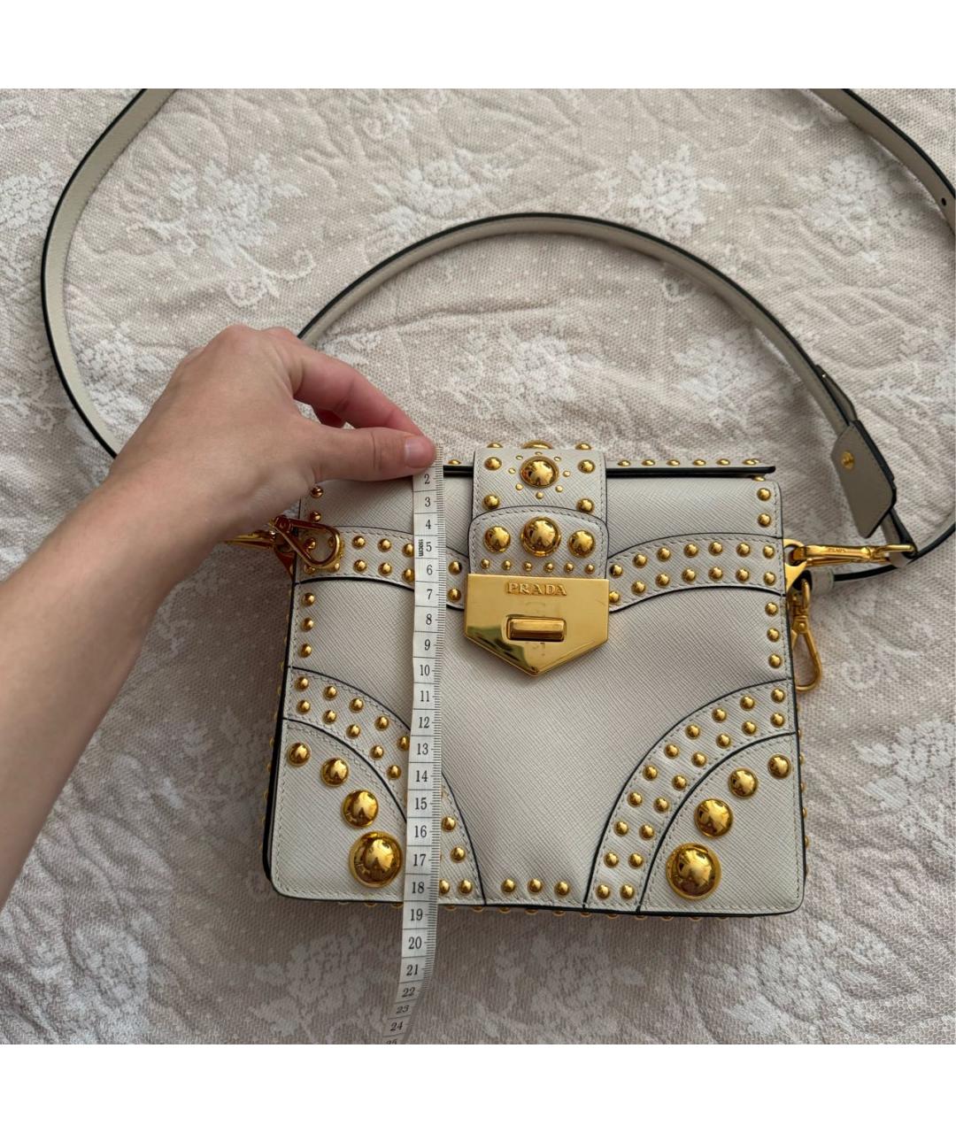 PRADA Бежевая кожаная сумка через плечо, фото 7