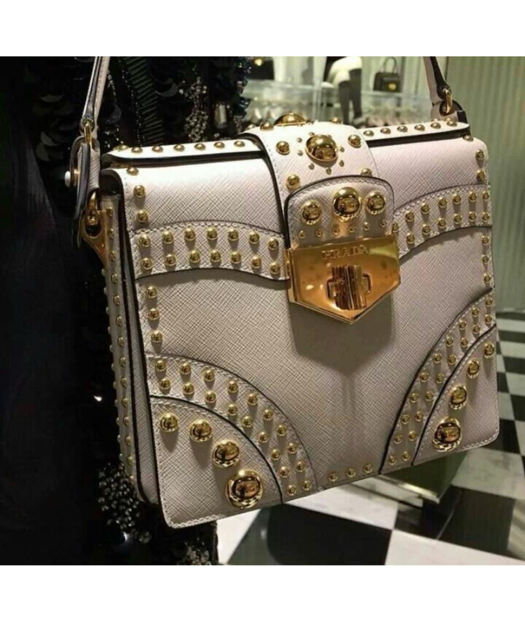 PRADA Бежевая кожаная сумка через плечо, фото 4