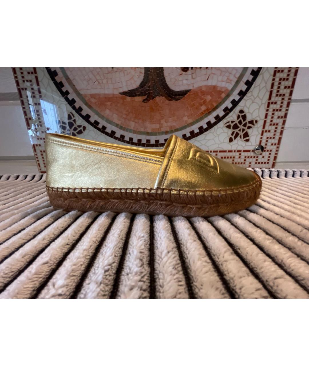 DOLCE&GABBANA Золотые кожаные эспадрильи, фото 9