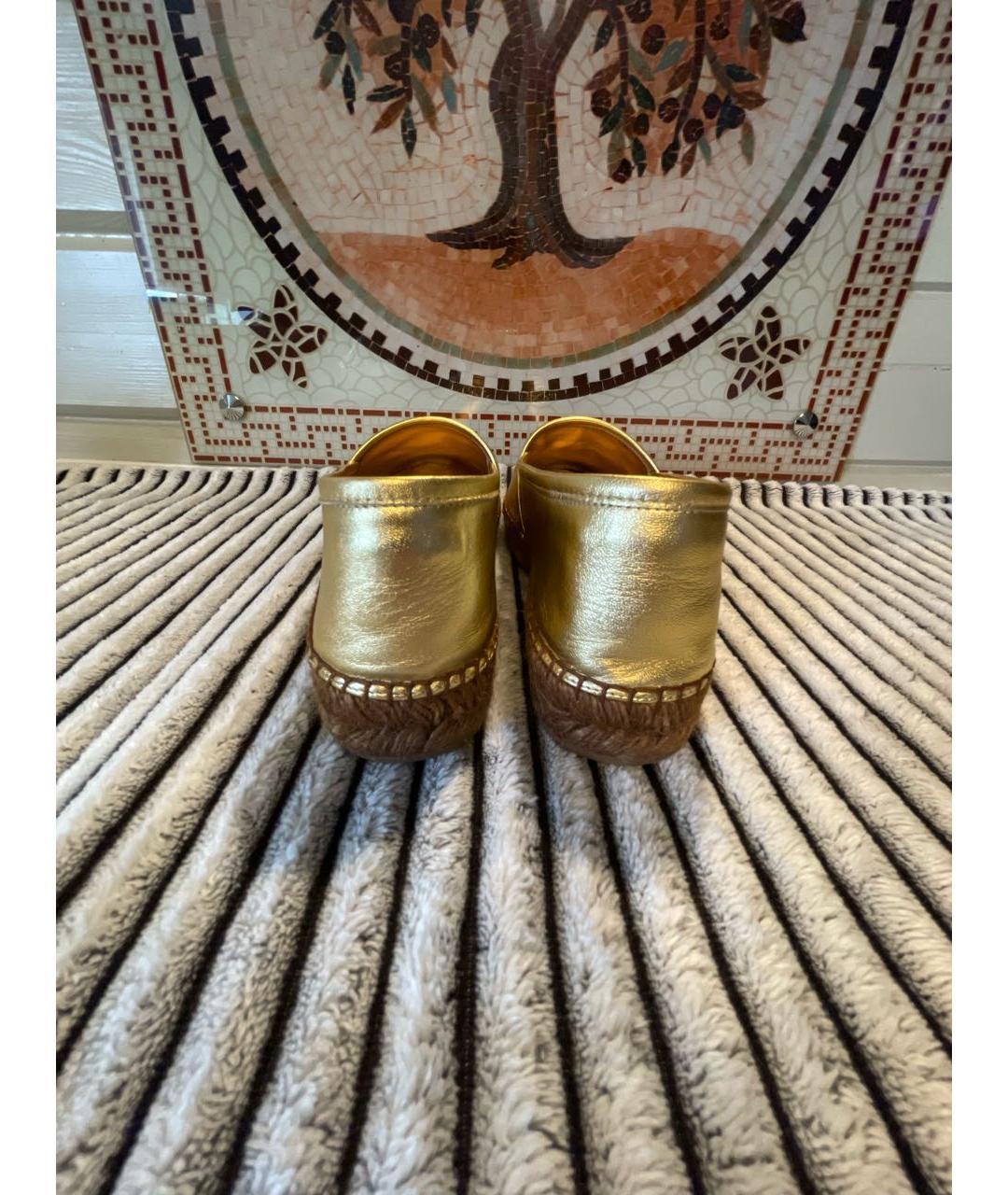 DOLCE&GABBANA Золотые кожаные эспадрильи, фото 4