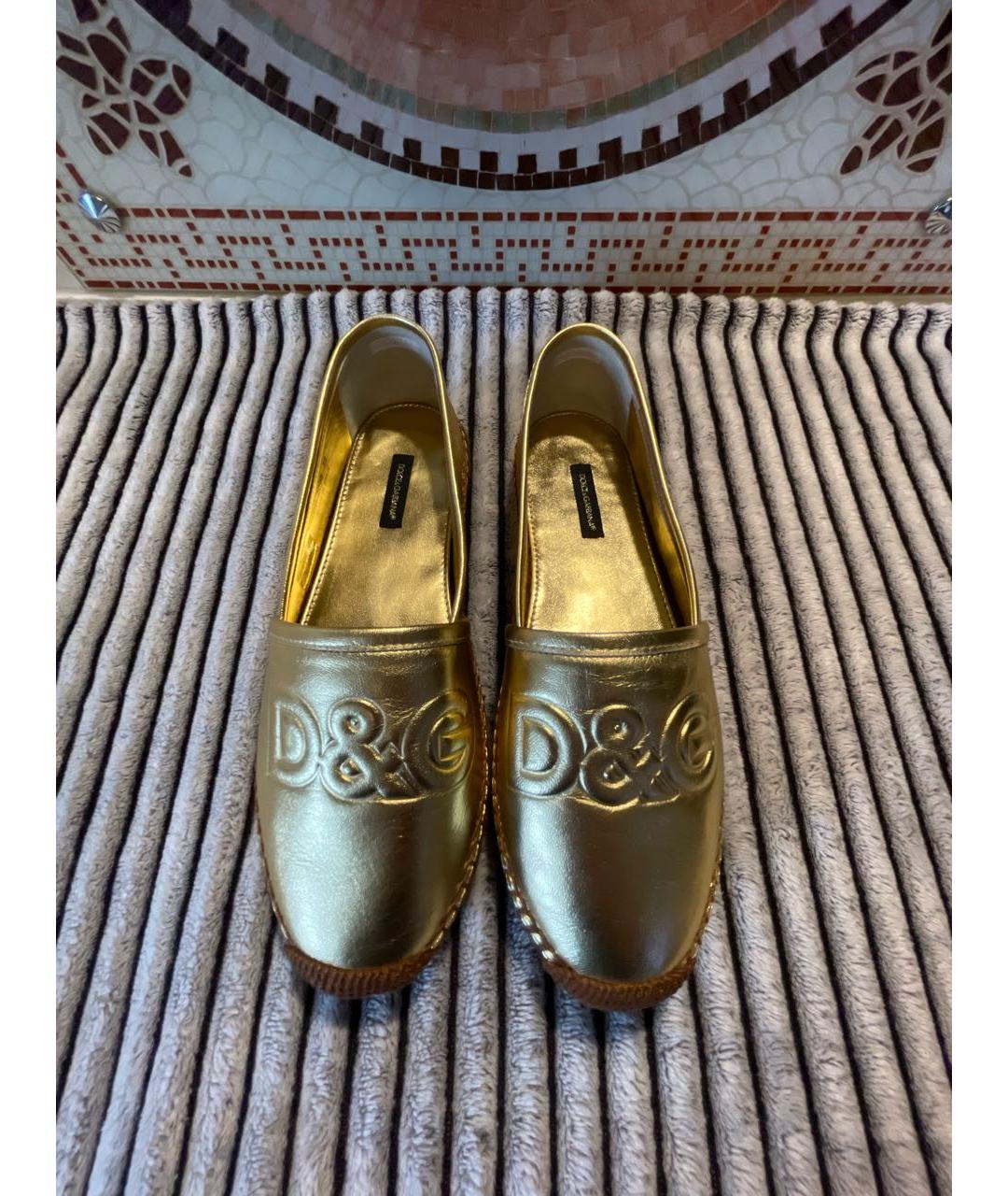 DOLCE&GABBANA Золотые кожаные эспадрильи, фото 2