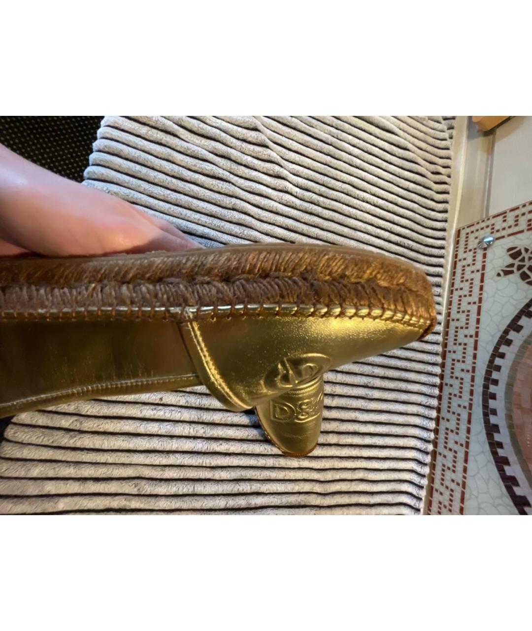 DOLCE&GABBANA Золотые кожаные эспадрильи, фото 7