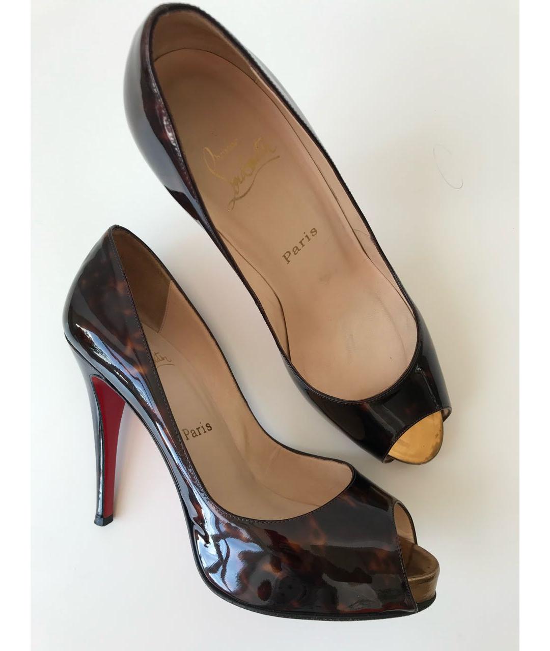 CHRISTIAN LOUBOUTIN Коричневые туфли из лакированной кожи, фото 5