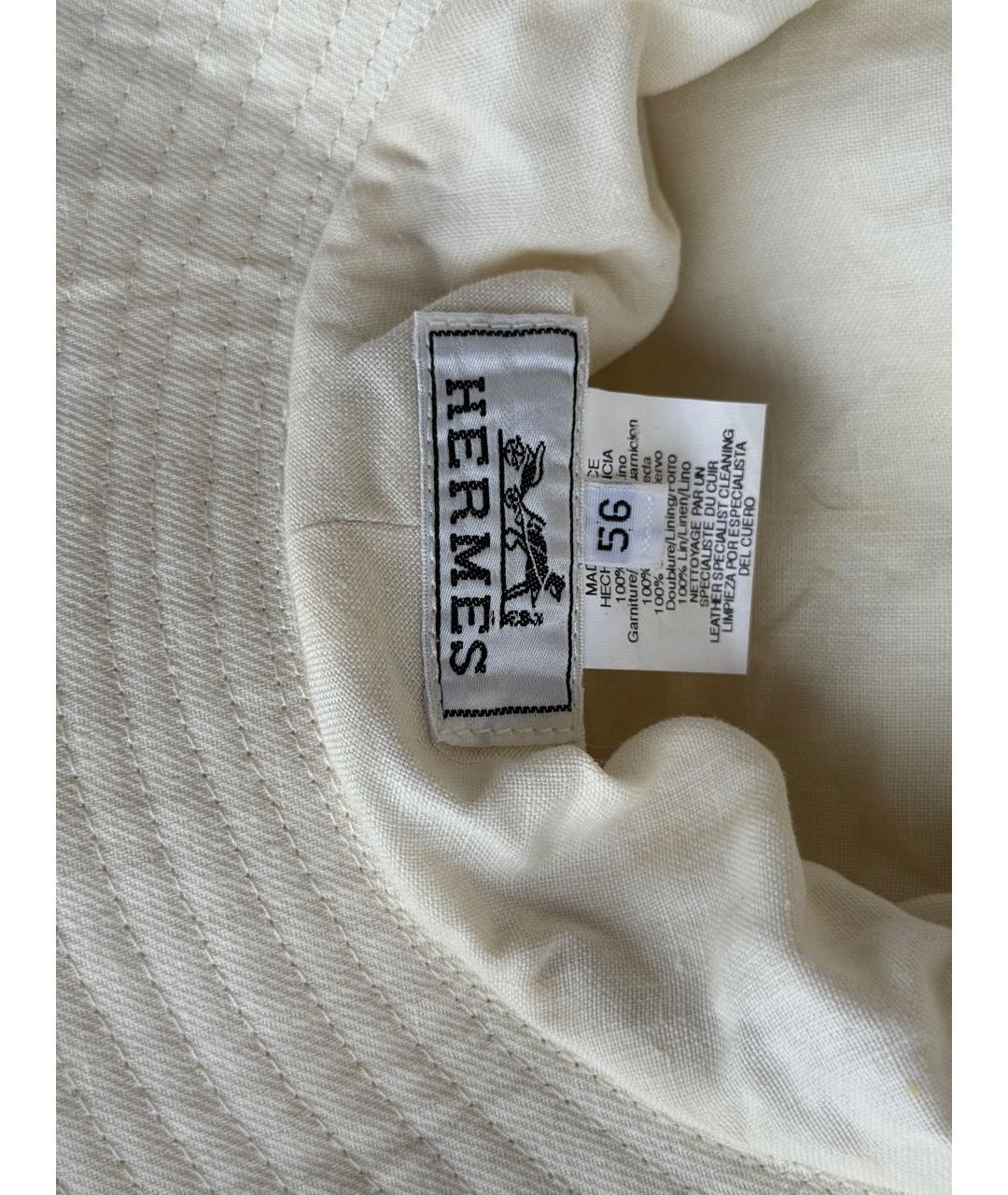 HERMES Белая льняная панама, фото 3