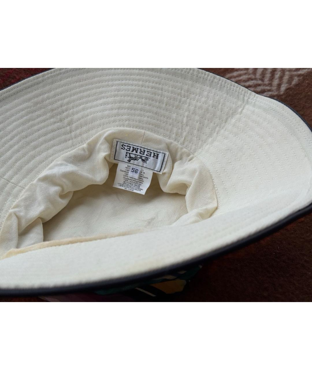 HERMES Белая льняная панама, фото 5