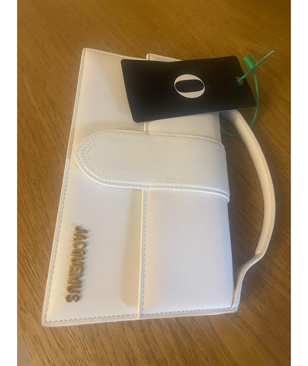 JACQUEMUS Белая кожаная сумка с короткими ручками, фото 2