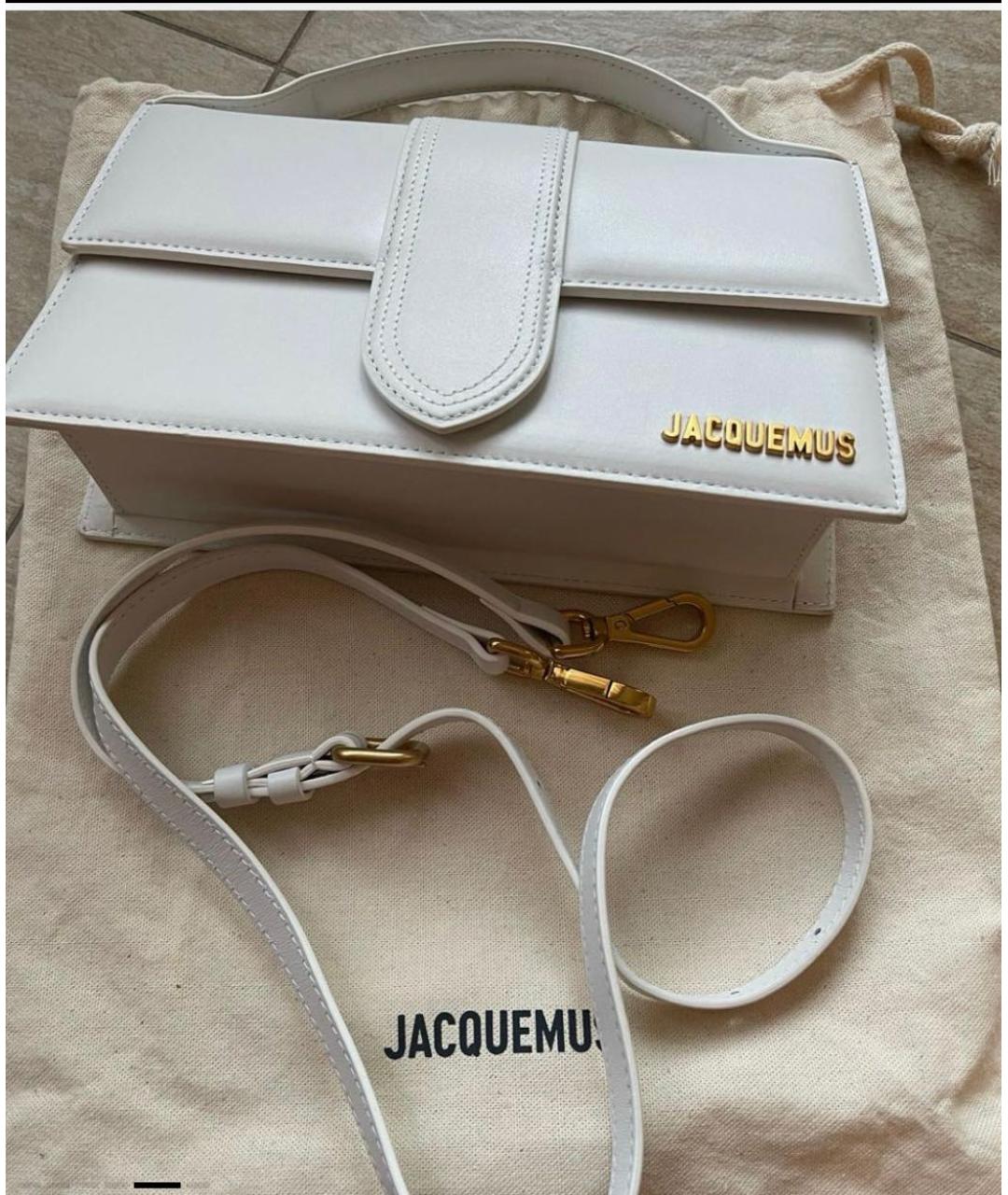 JACQUEMUS Белая кожаная сумка с короткими ручками, фото 3