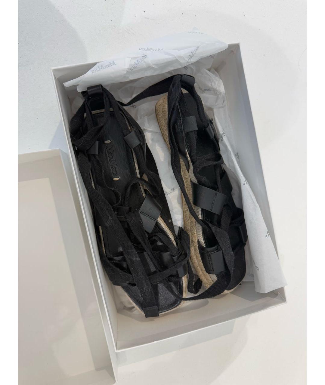 MAX MARA Черные кожаные сандалии, фото 7