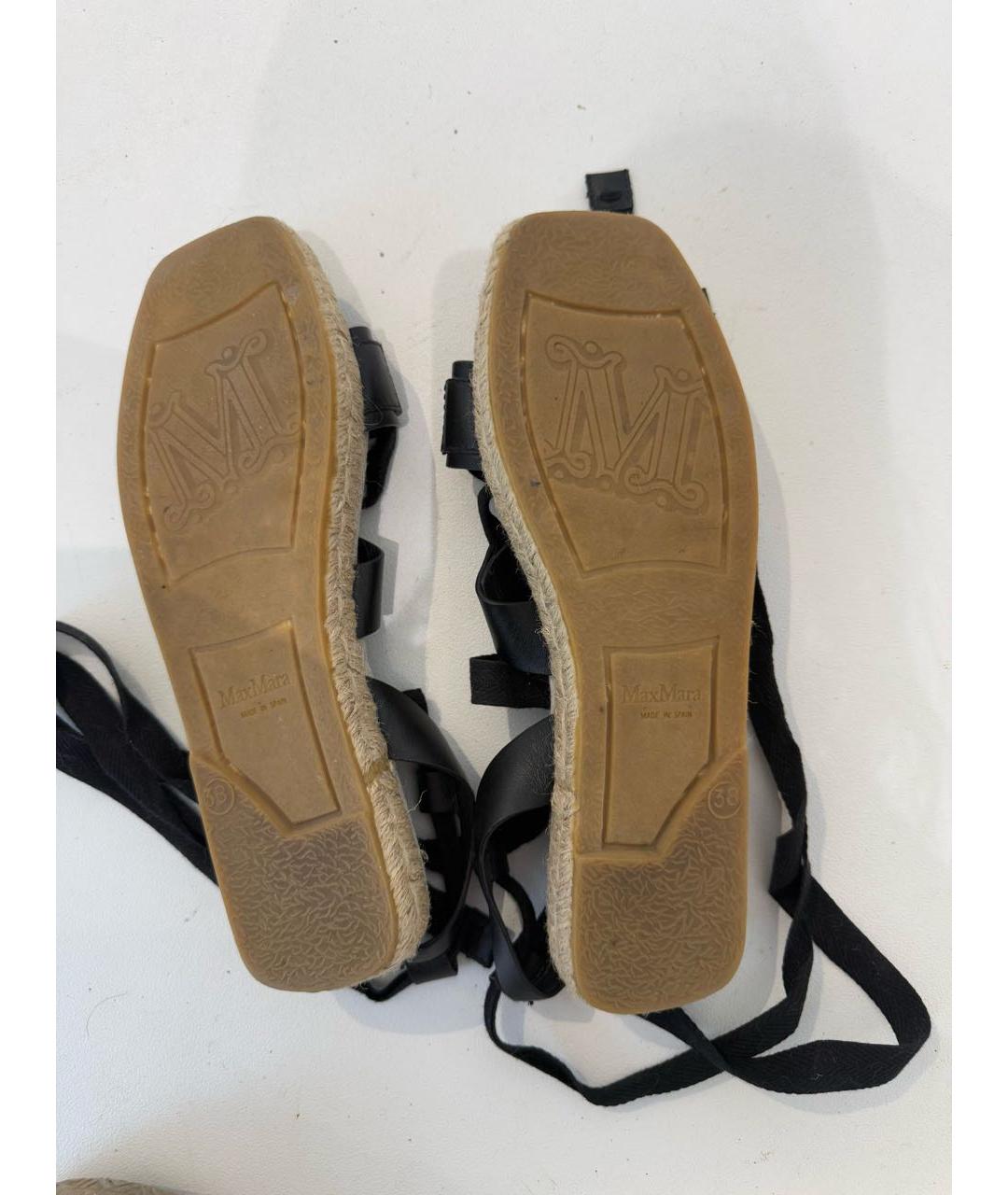 MAX MARA Черные кожаные сандалии, фото 6