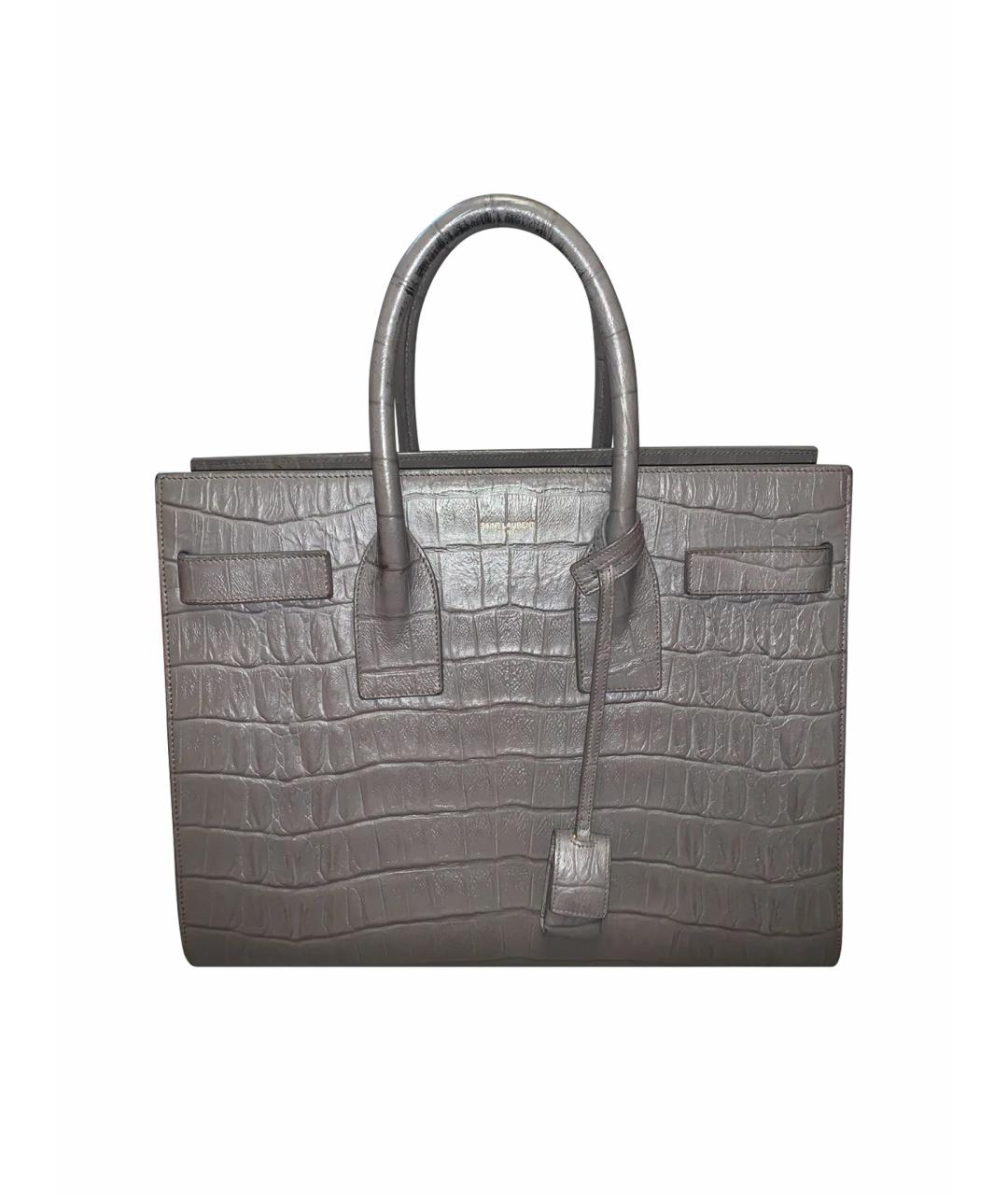 SAINT LAURENT Серая кожаная сумка тоут, фото 1