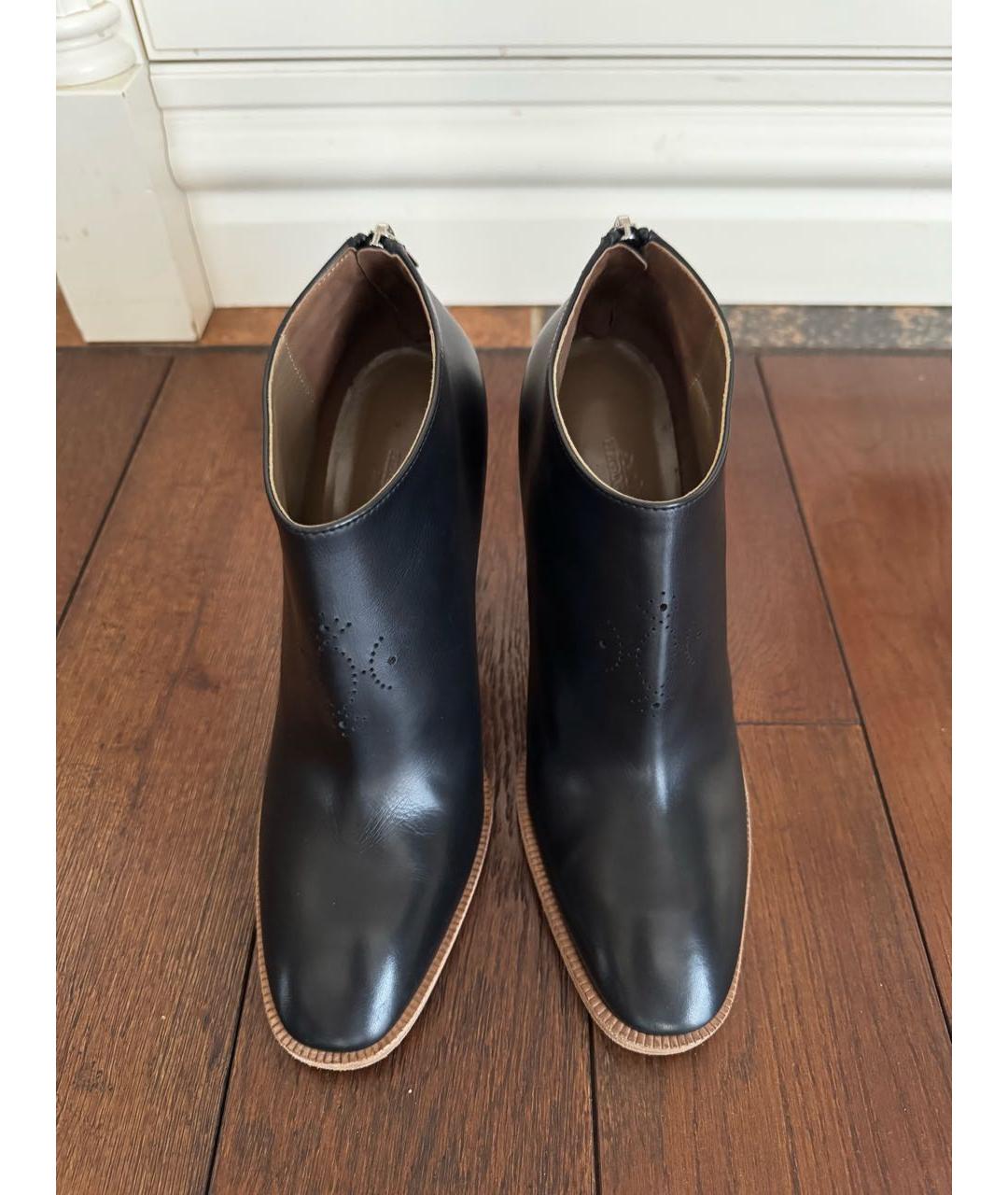 HERMES Черные кожаные ботильоны, фото 2