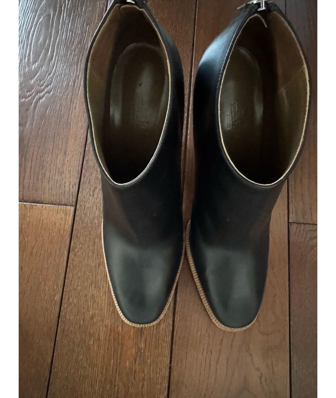 HERMES Черные кожаные ботильоны, фото 3