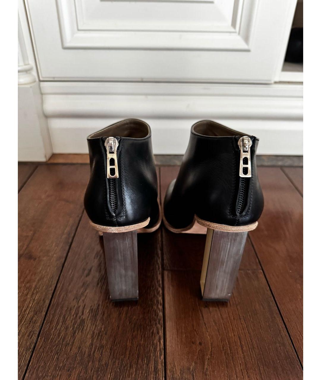 HERMES Черные кожаные ботильоны, фото 4