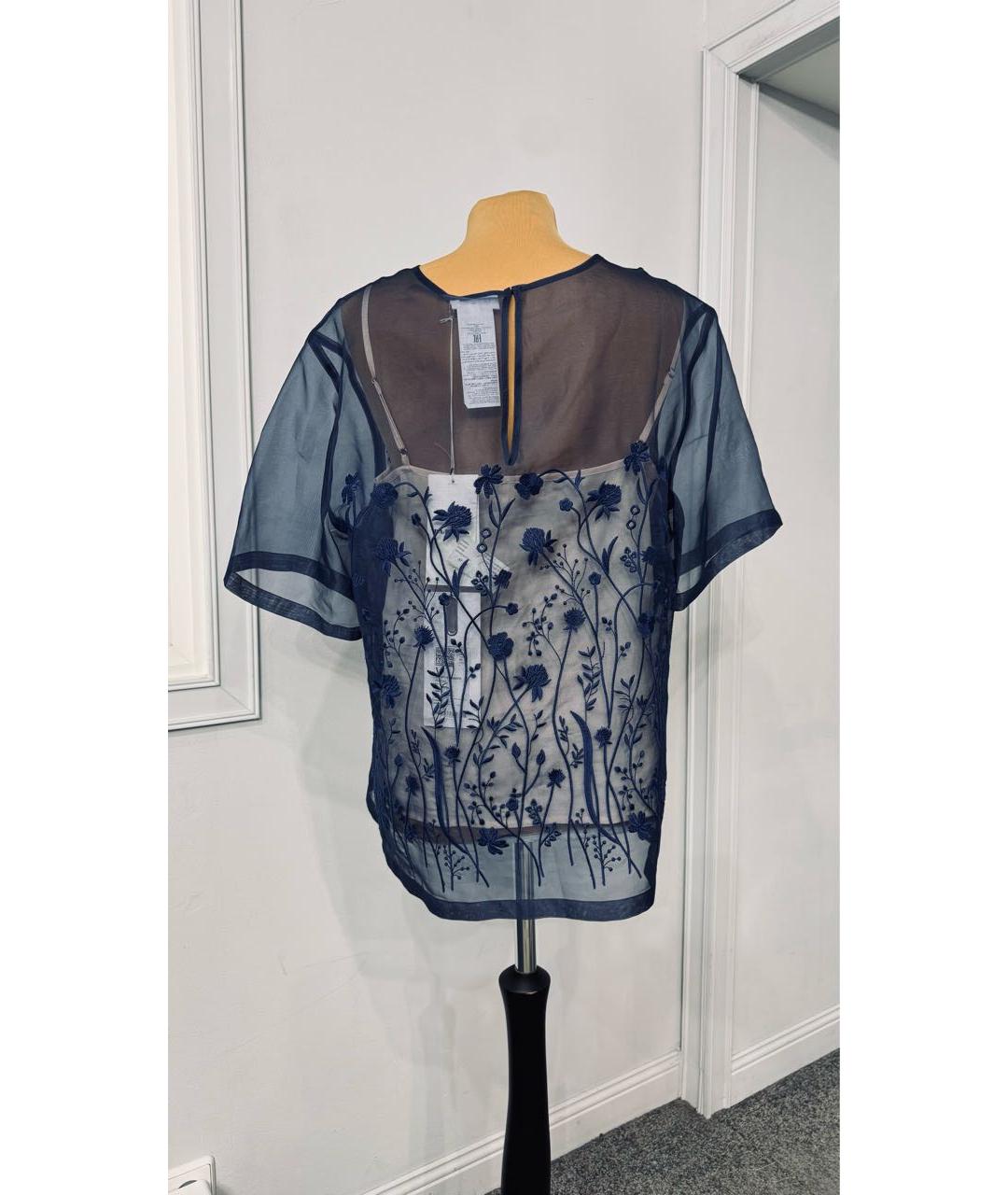 P.A.R.O.S.H. Темно-синяя шелковая блузы, фото 3