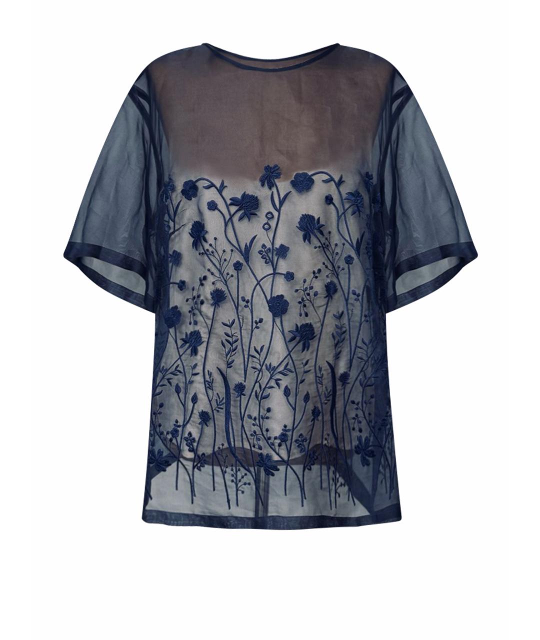 P.A.R.O.S.H. Темно-синяя шелковая блузы, фото 1