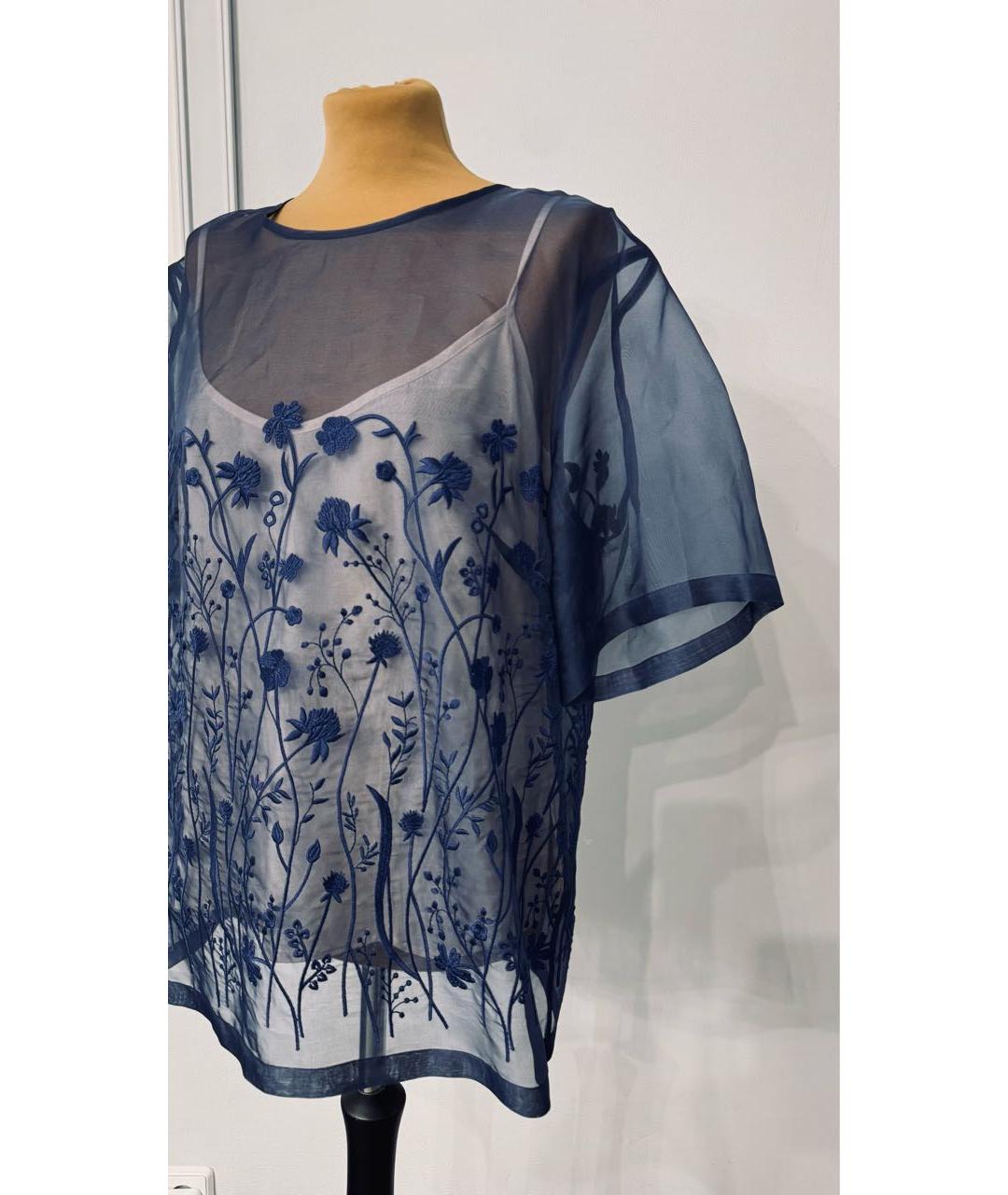 P.A.R.O.S.H. Темно-синяя шелковая блузы, фото 2