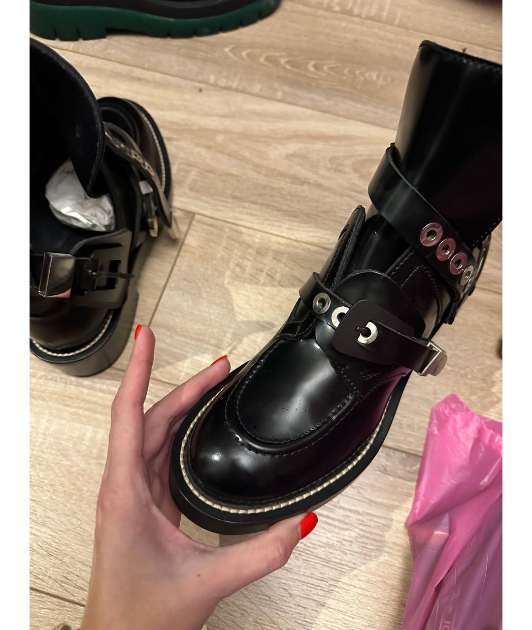 BALENCIAGA Черные кожаные ботинки, фото 3