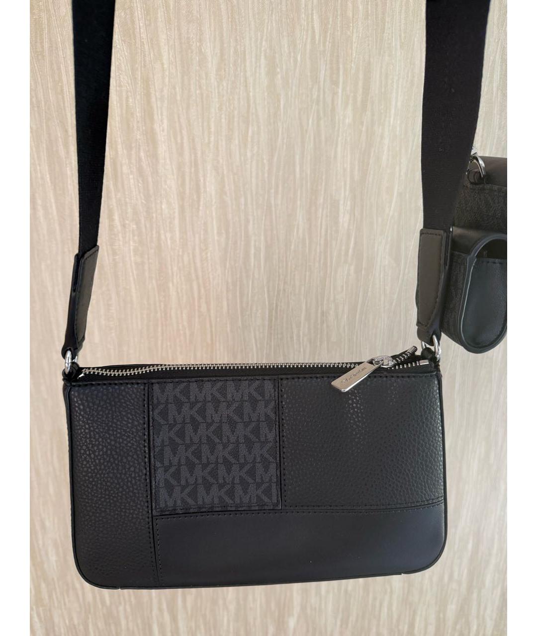 MICHAEL KORS Черная кожаная сумка через плечо, фото 3
