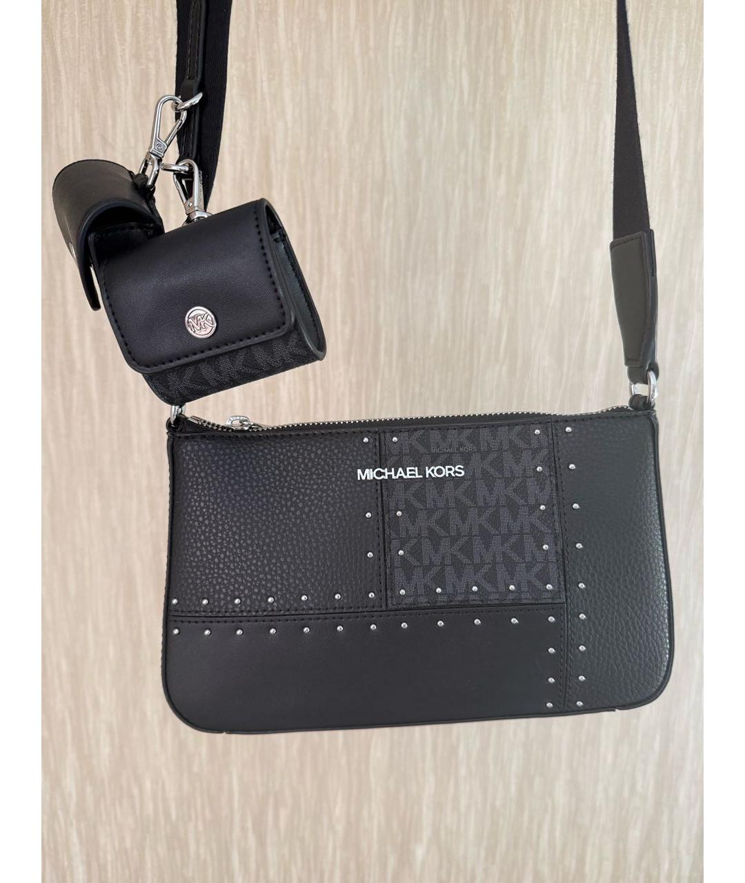 MICHAEL KORS Черная кожаная сумка через плечо, фото 6