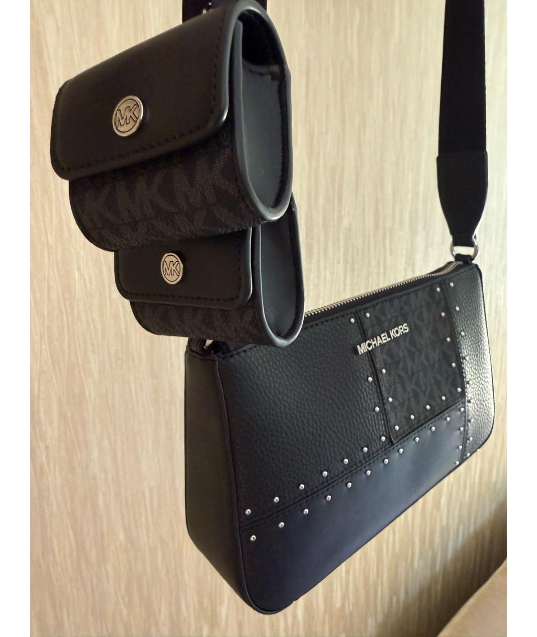 MICHAEL KORS Черная кожаная сумка через плечо, фото 2