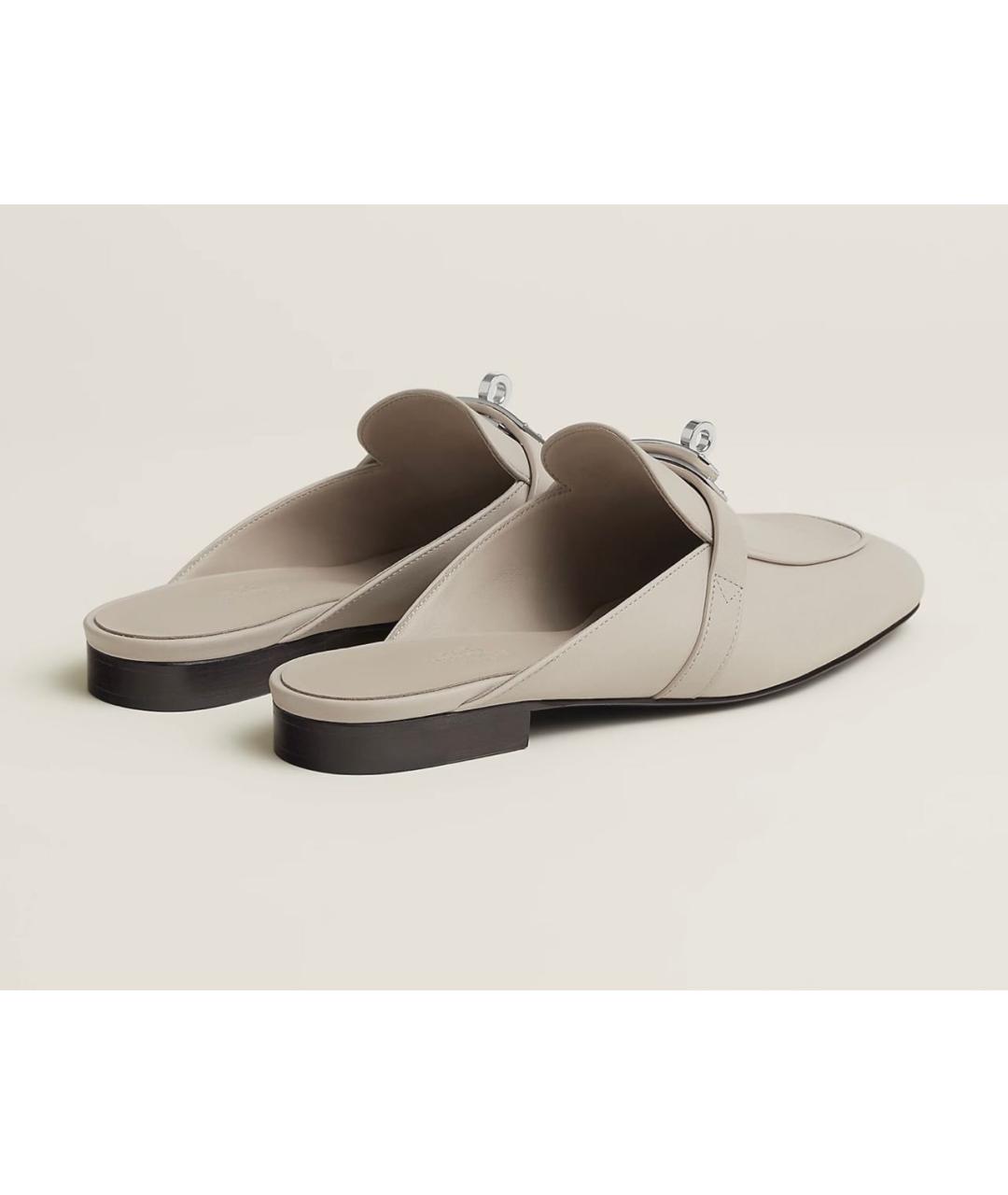 HERMES Серые кожаные сабо, фото 5