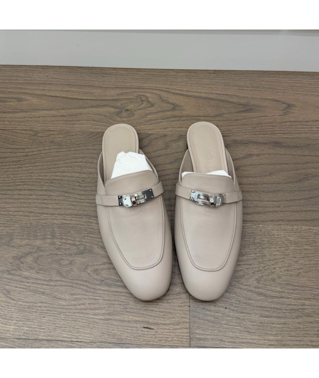 HERMES Серые кожаные сабо, фото 2