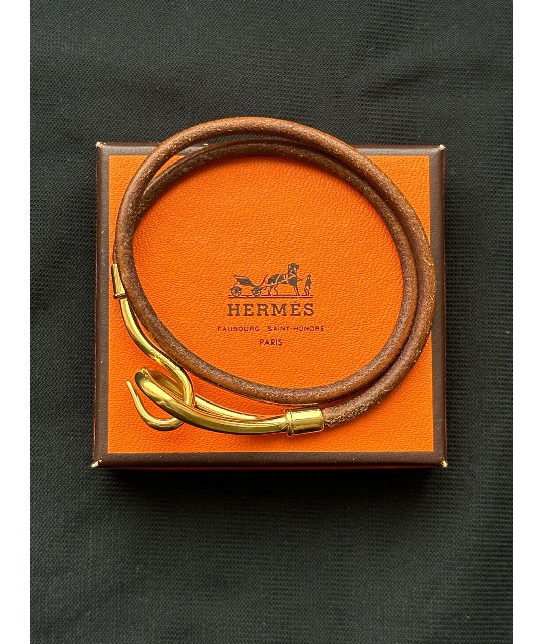 HERMES Коричневый металлический чокер, фото 3