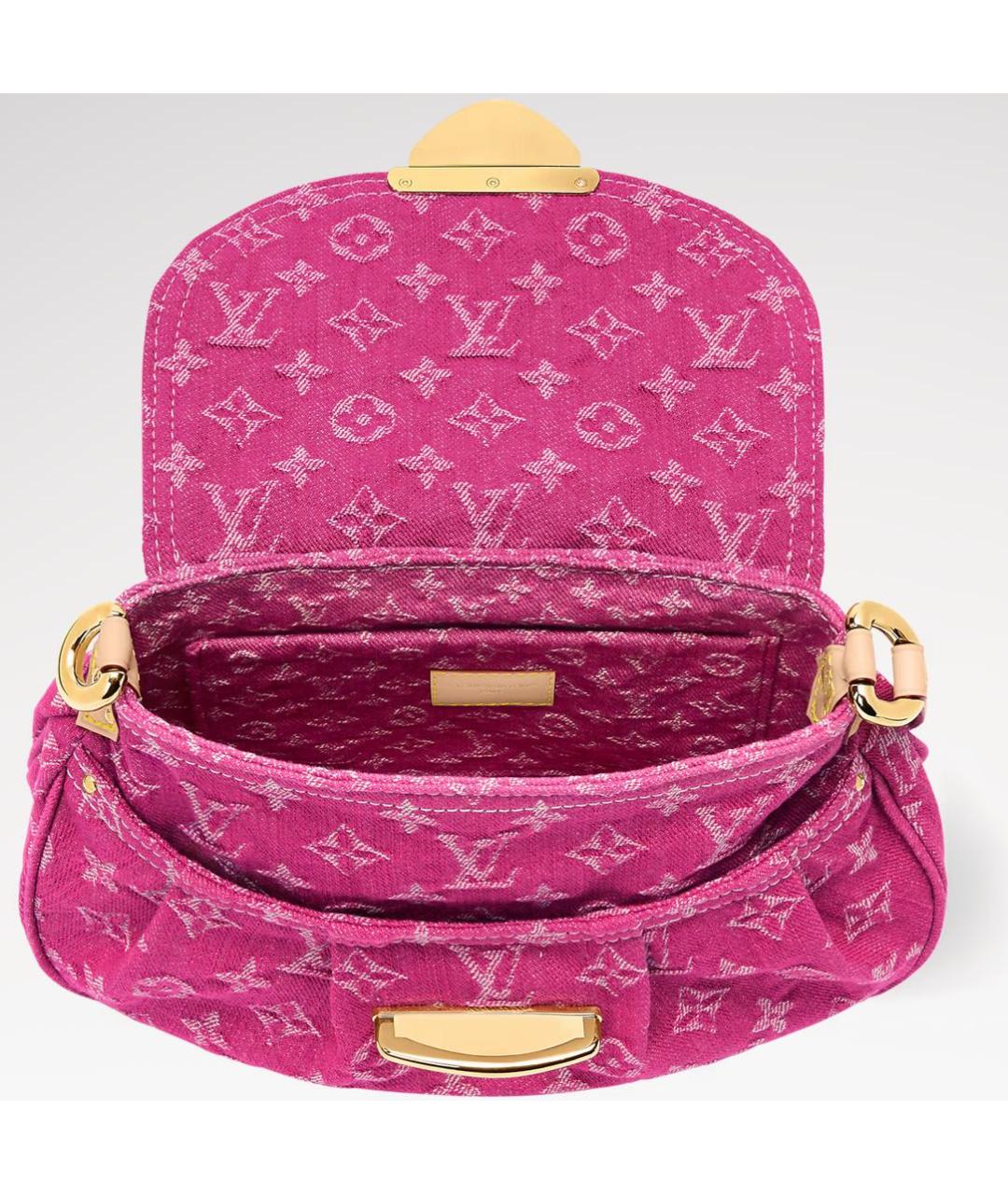 LOUIS VUITTON Фуксия деним сумка с короткими ручками, фото 3