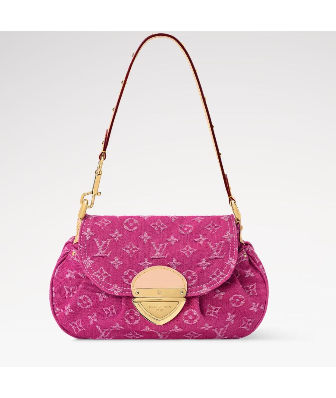LOUIS VUITTON Фуксия деним сумка с короткими ручками, фото 5