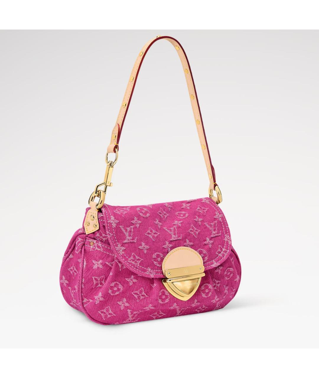 LOUIS VUITTON Фуксия деним сумка с короткими ручками, фото 2