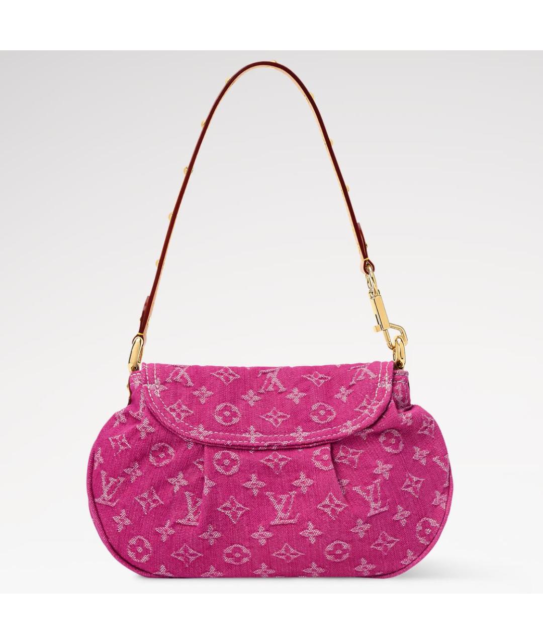 LOUIS VUITTON Фуксия деним сумка с короткими ручками, фото 4