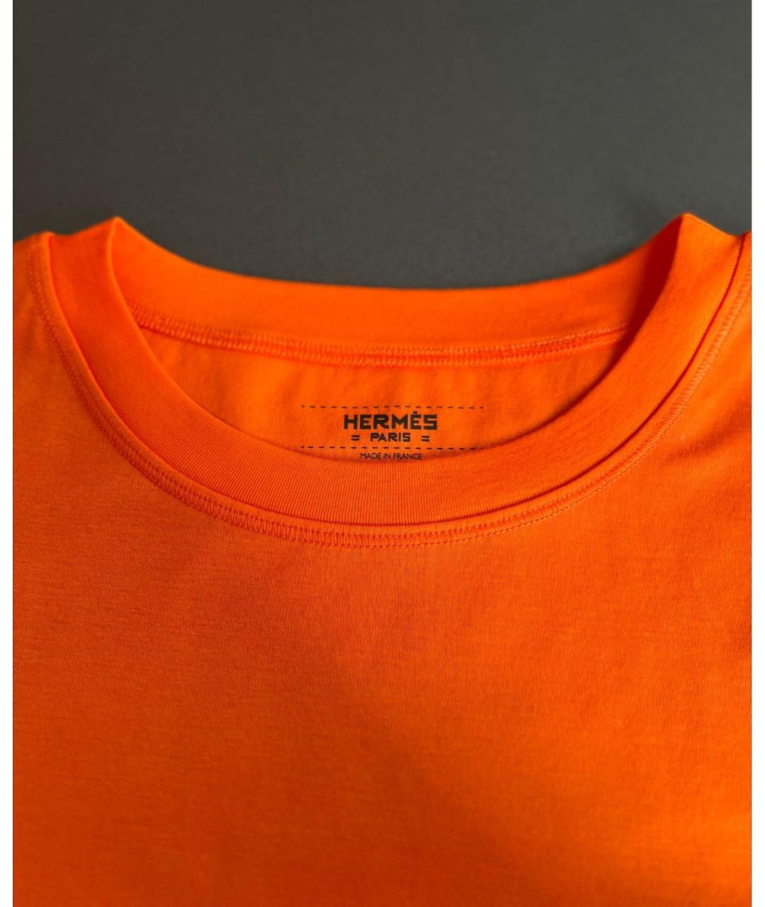HERMES Оранжевая хлопковая футболка, фото 3