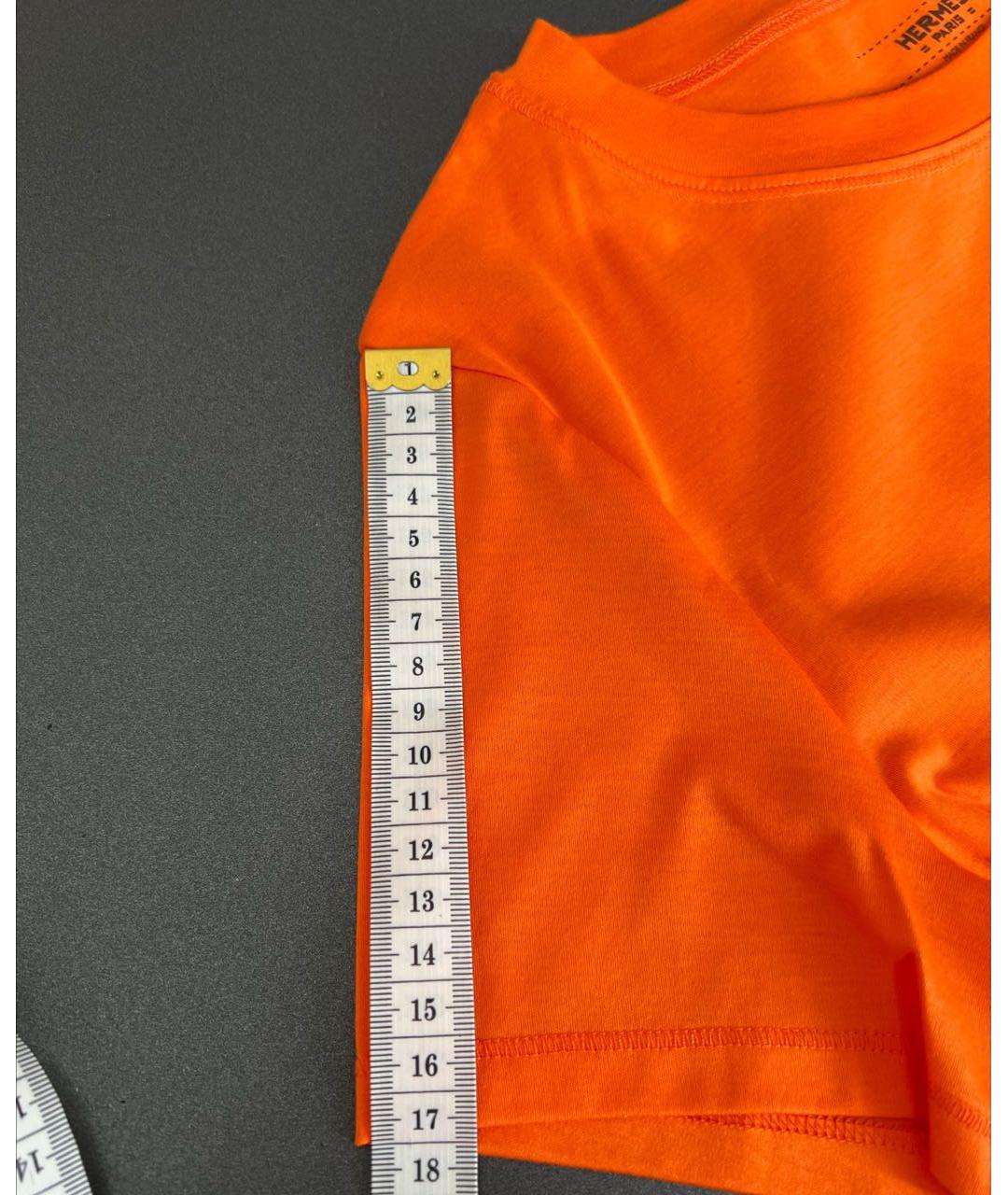 HERMES Оранжевая хлопковая футболка, фото 7