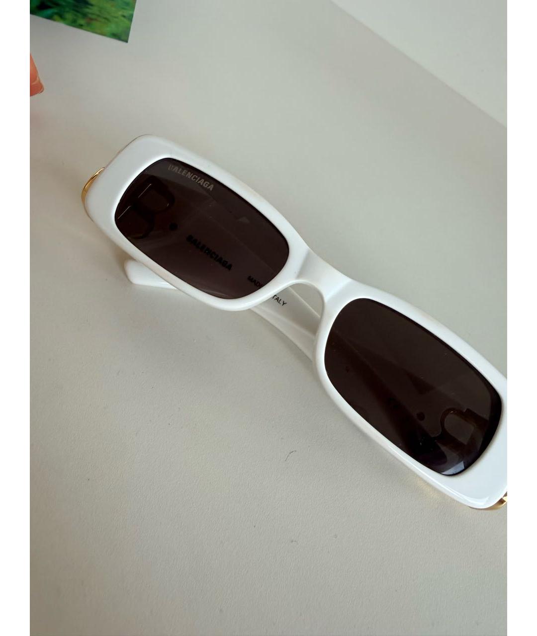 BALENCIAGA Белые пластиковые солнцезащитные очки, фото 2