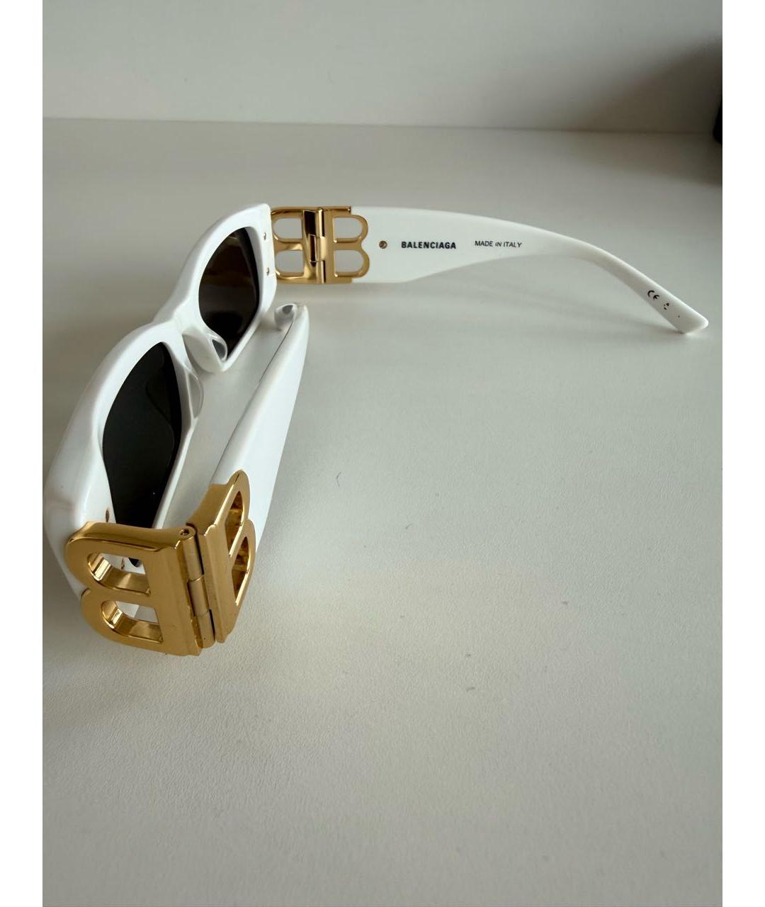 BALENCIAGA Белые пластиковые солнцезащитные очки, фото 3