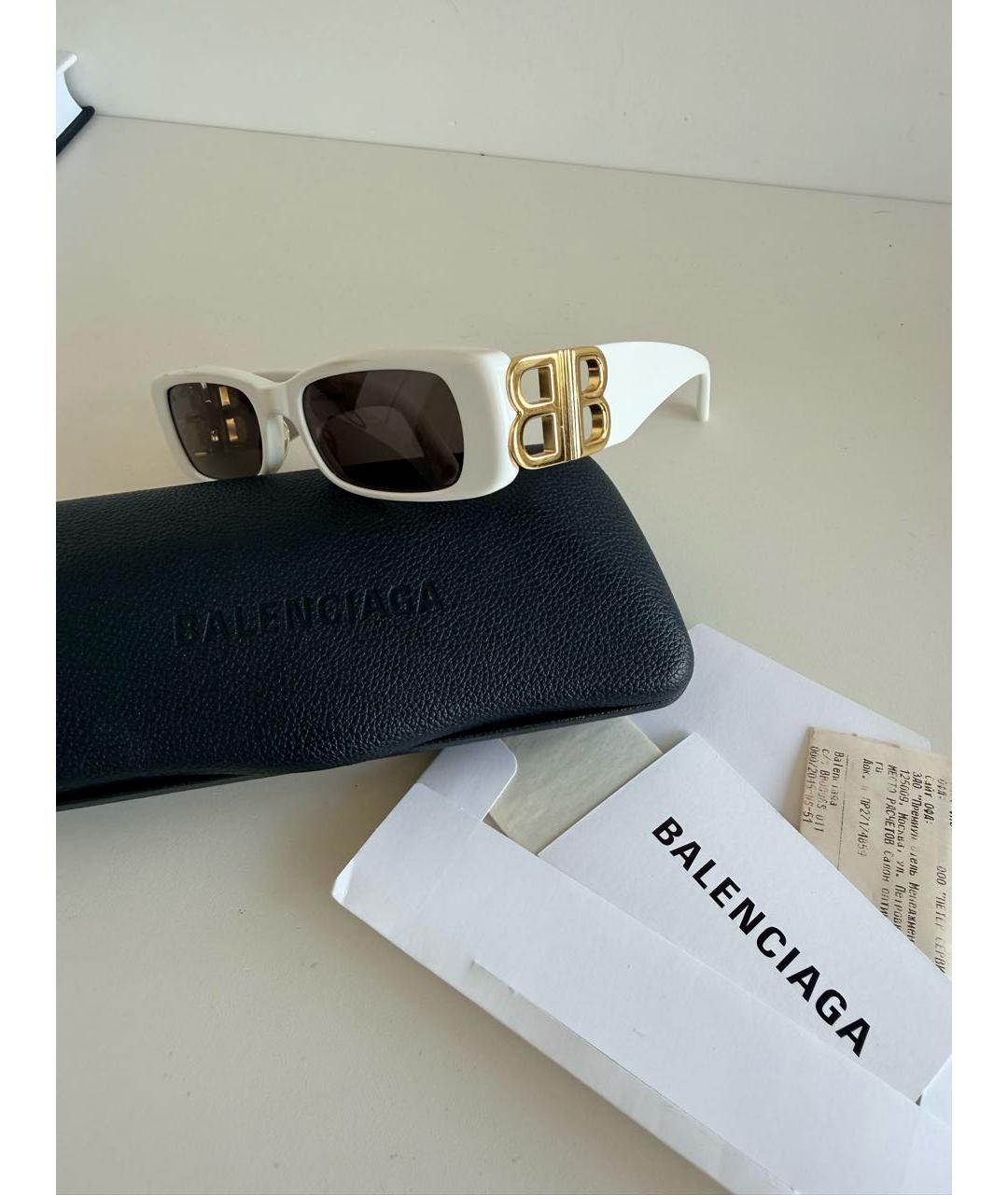 BALENCIAGA Белые пластиковые солнцезащитные очки, фото 4