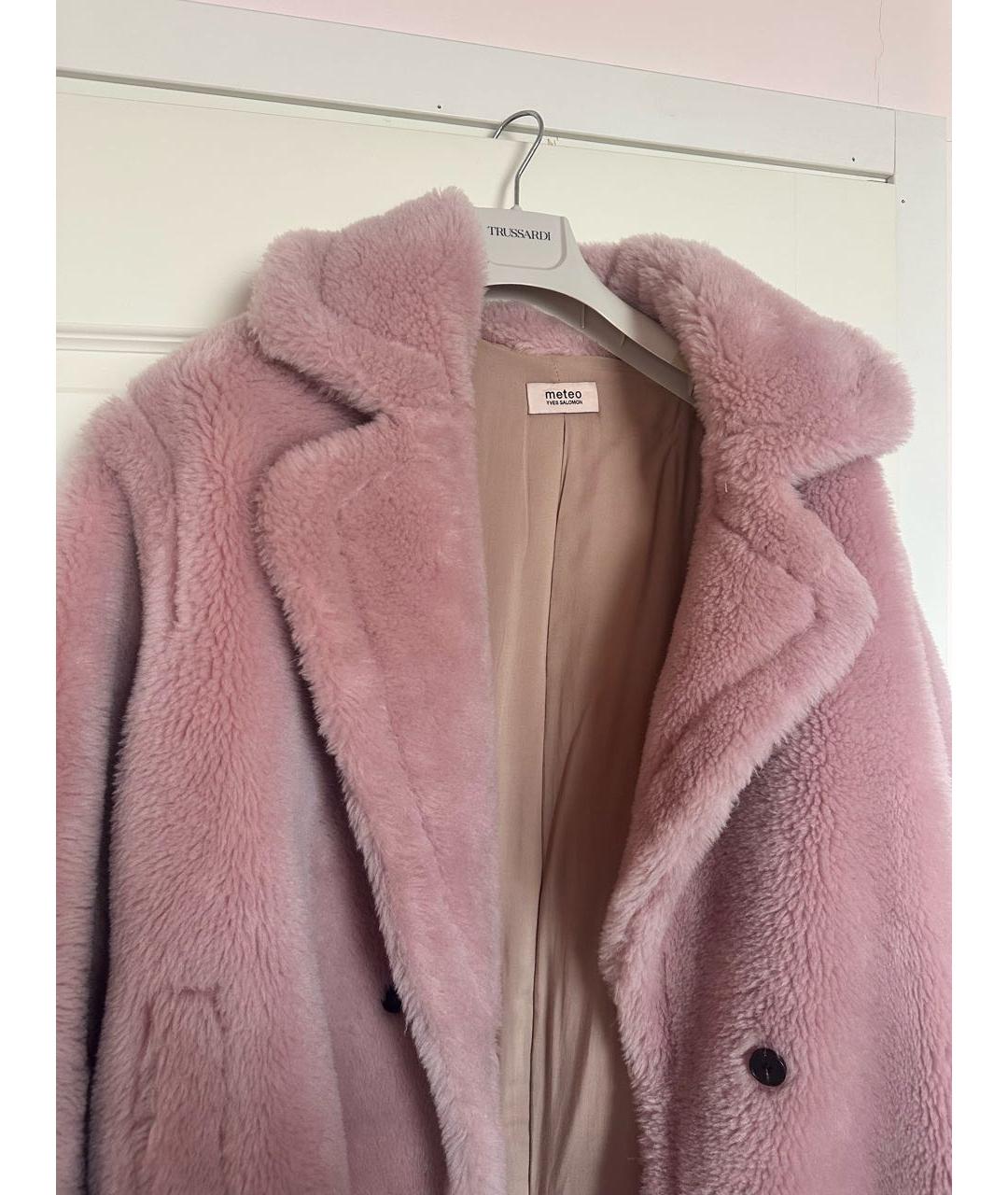 METEO YVES SALOMON Розовая шерстяная шуба, фото 3
