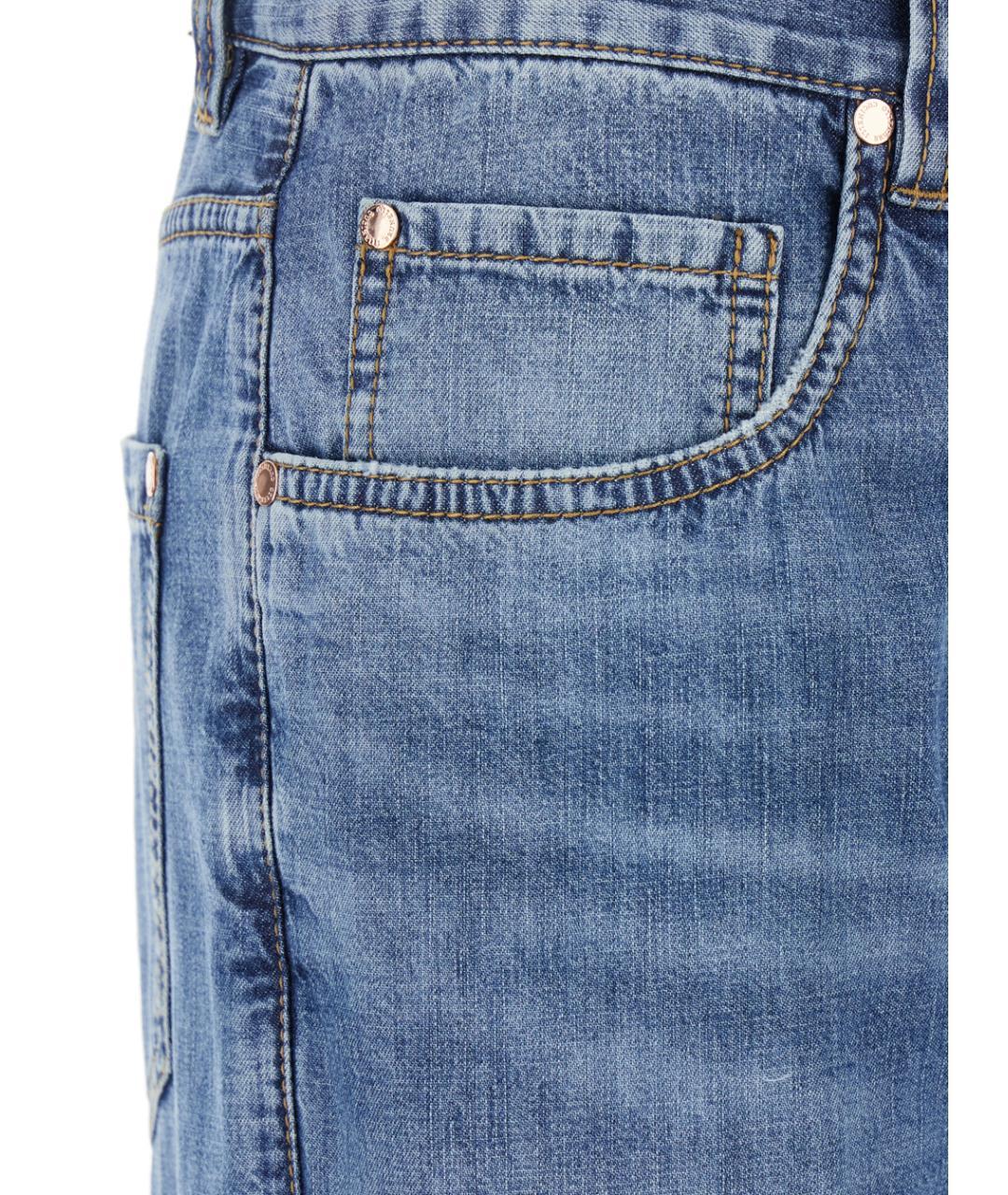 BRUNELLO CUCINELLI Синие хлопковые прямые джинсы, фото 3