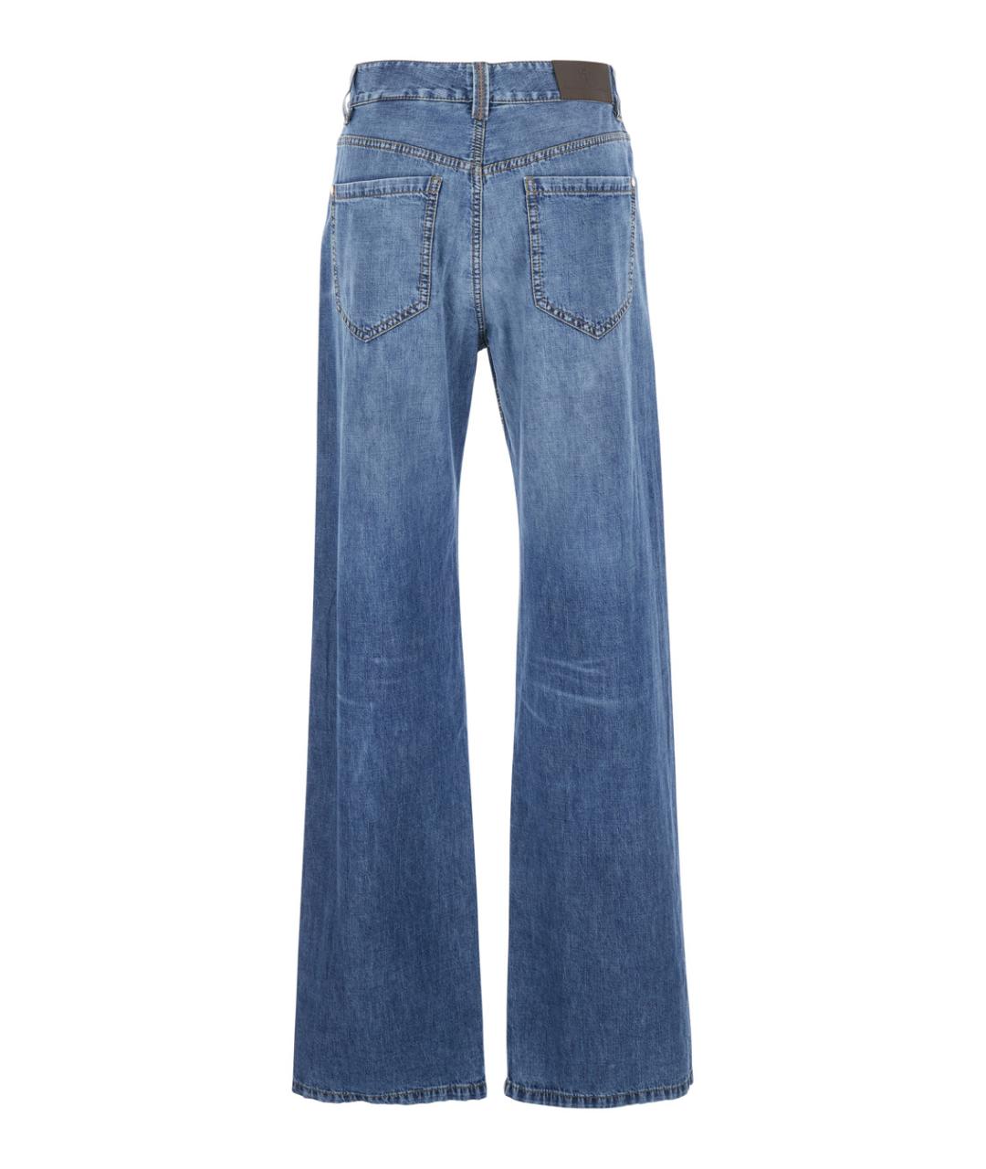 BRUNELLO CUCINELLI Синие хлопковые прямые джинсы, фото 2