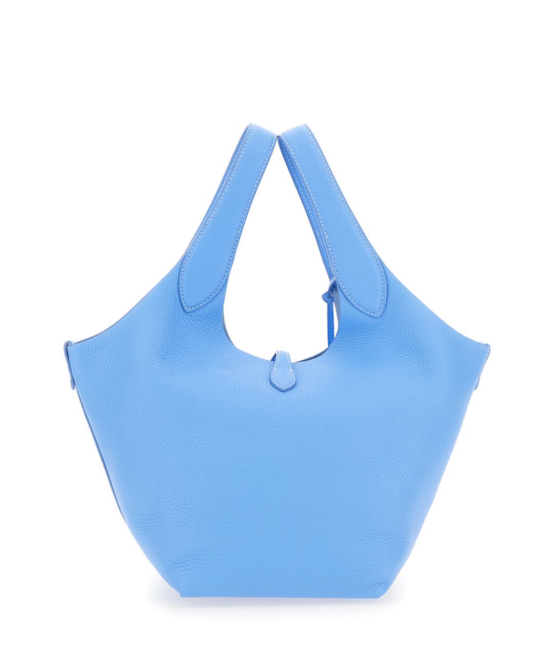 POLO RALPH LAUREN Голубая кожаная сумка тоут, фото 2