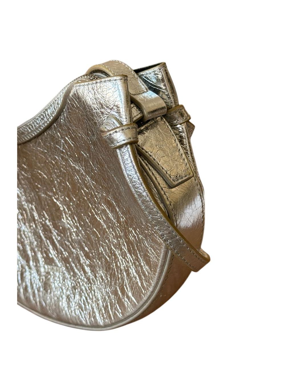 YUZEFI Серебряная кожаная сумка с короткими ручками, фото 2