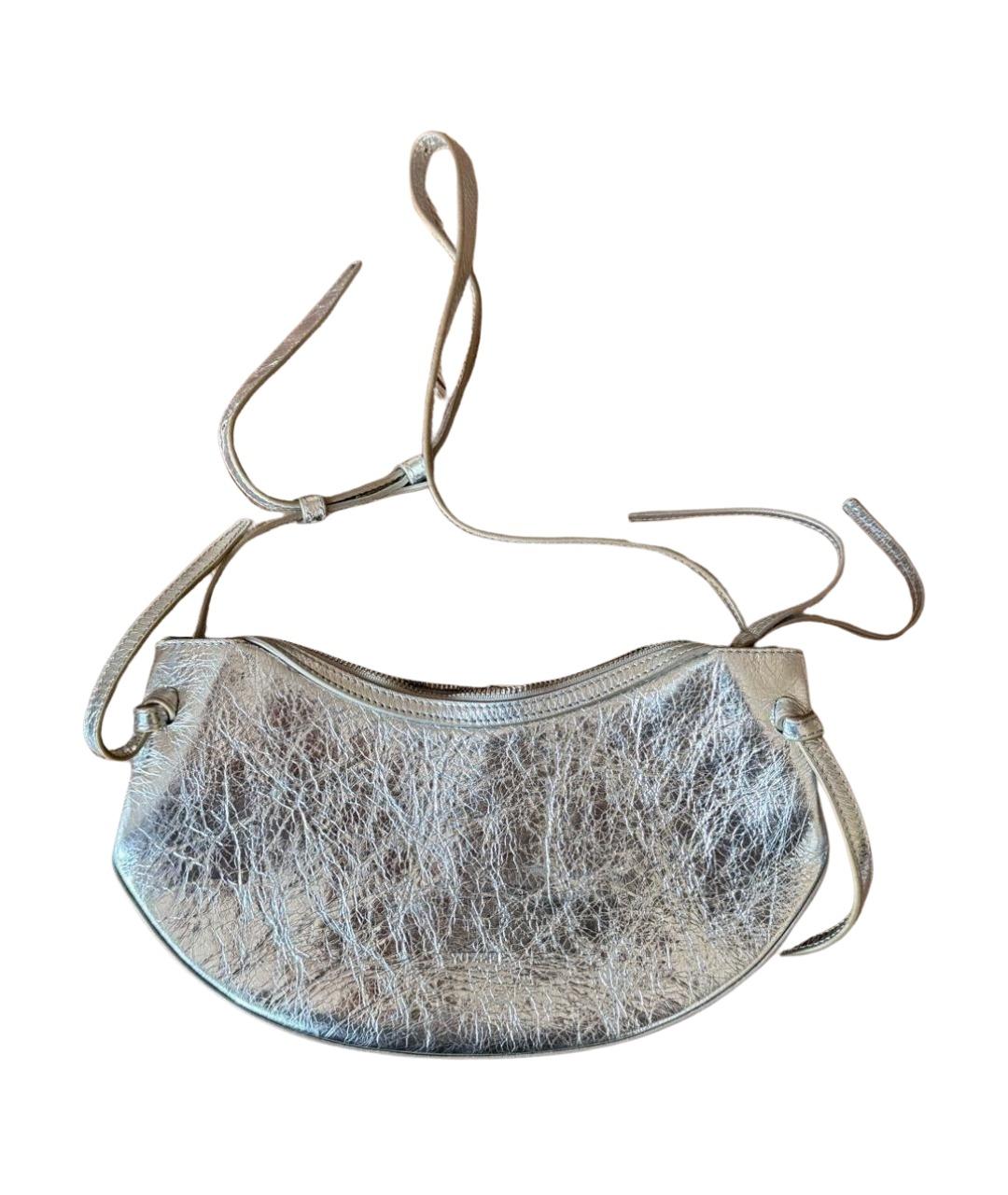 YUZEFI Серебряная кожаная сумка с короткими ручками, фото 1